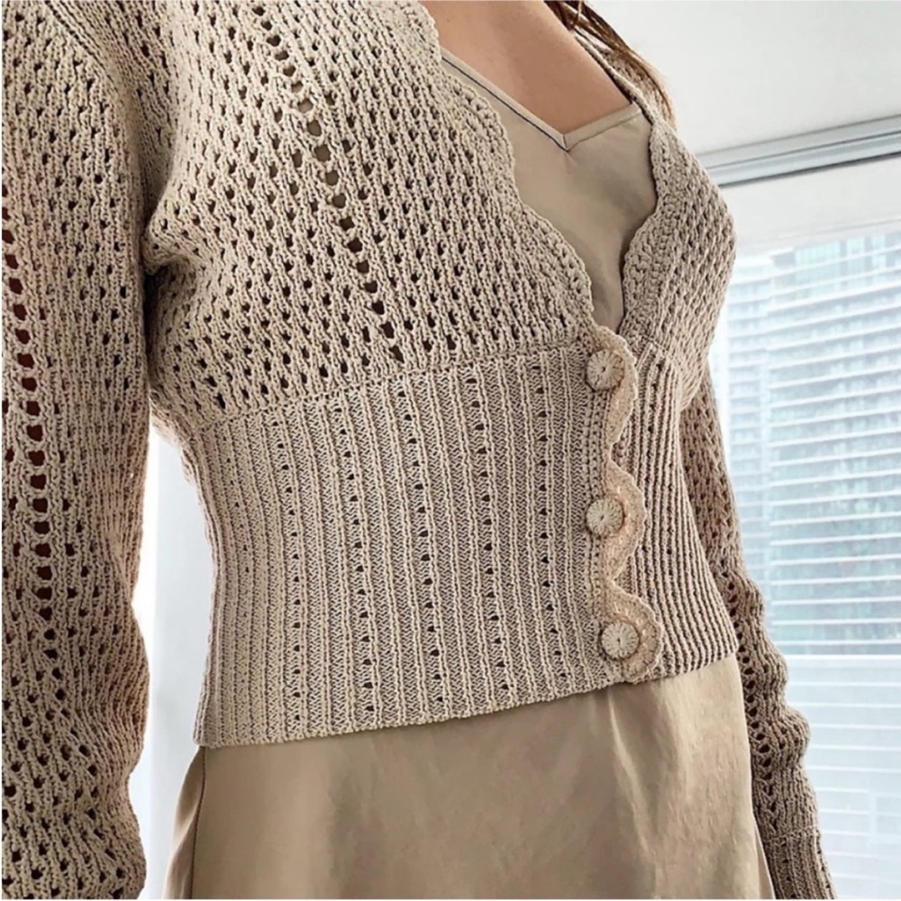 Aritzia Wilfred Le Frou 100% cotton Open knit Cardigan NEW - Picture 3 of 12